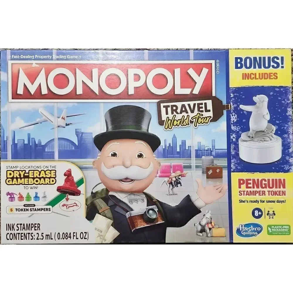 Monopoly Travel World Tour Board Game for Families and Kids Ages 8+
